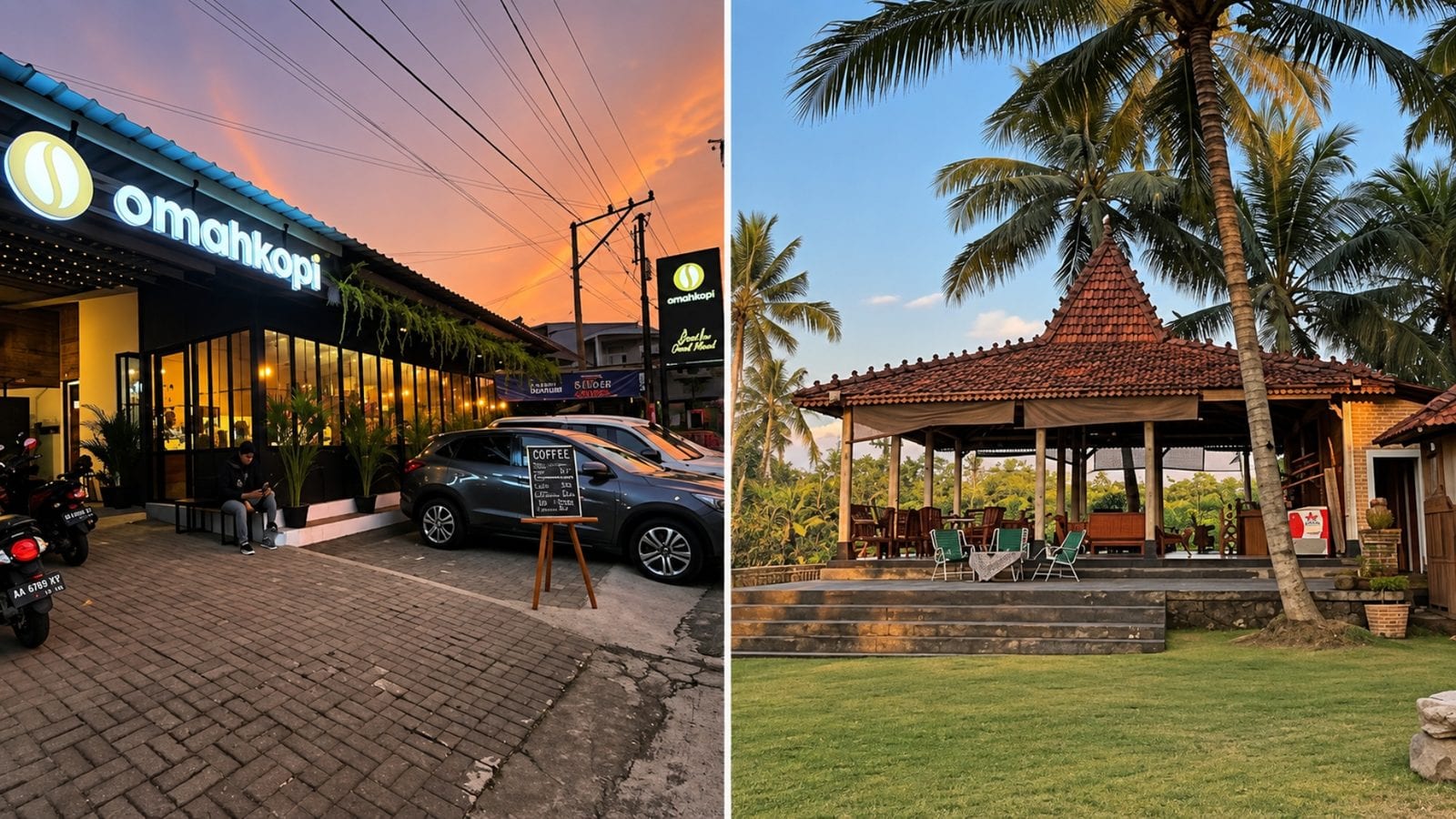 Pemandangan gunung atau Menoreh dari cafe Magelang